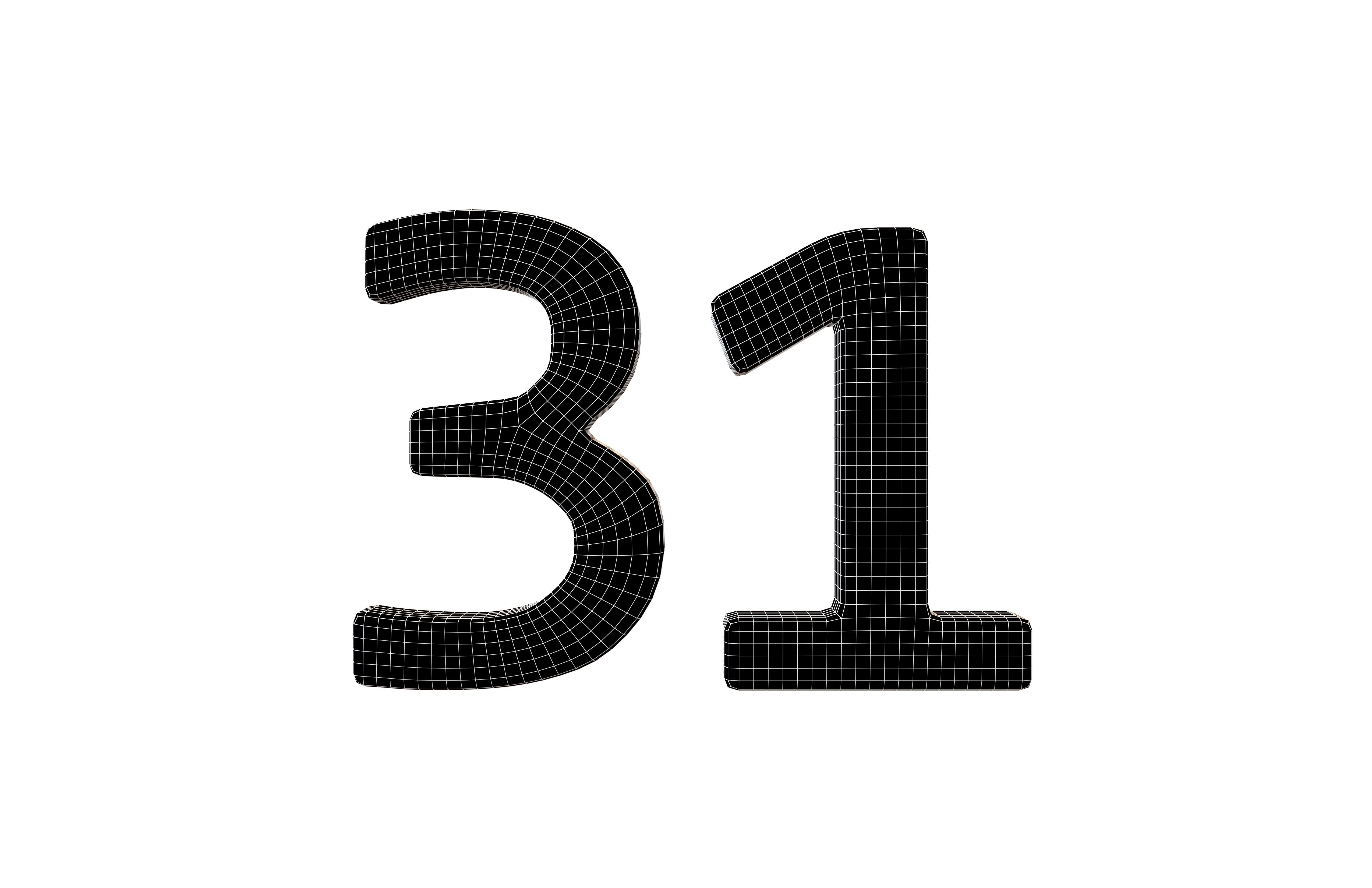 Date Number v2 Pack 01 Low-poly 3D model_17