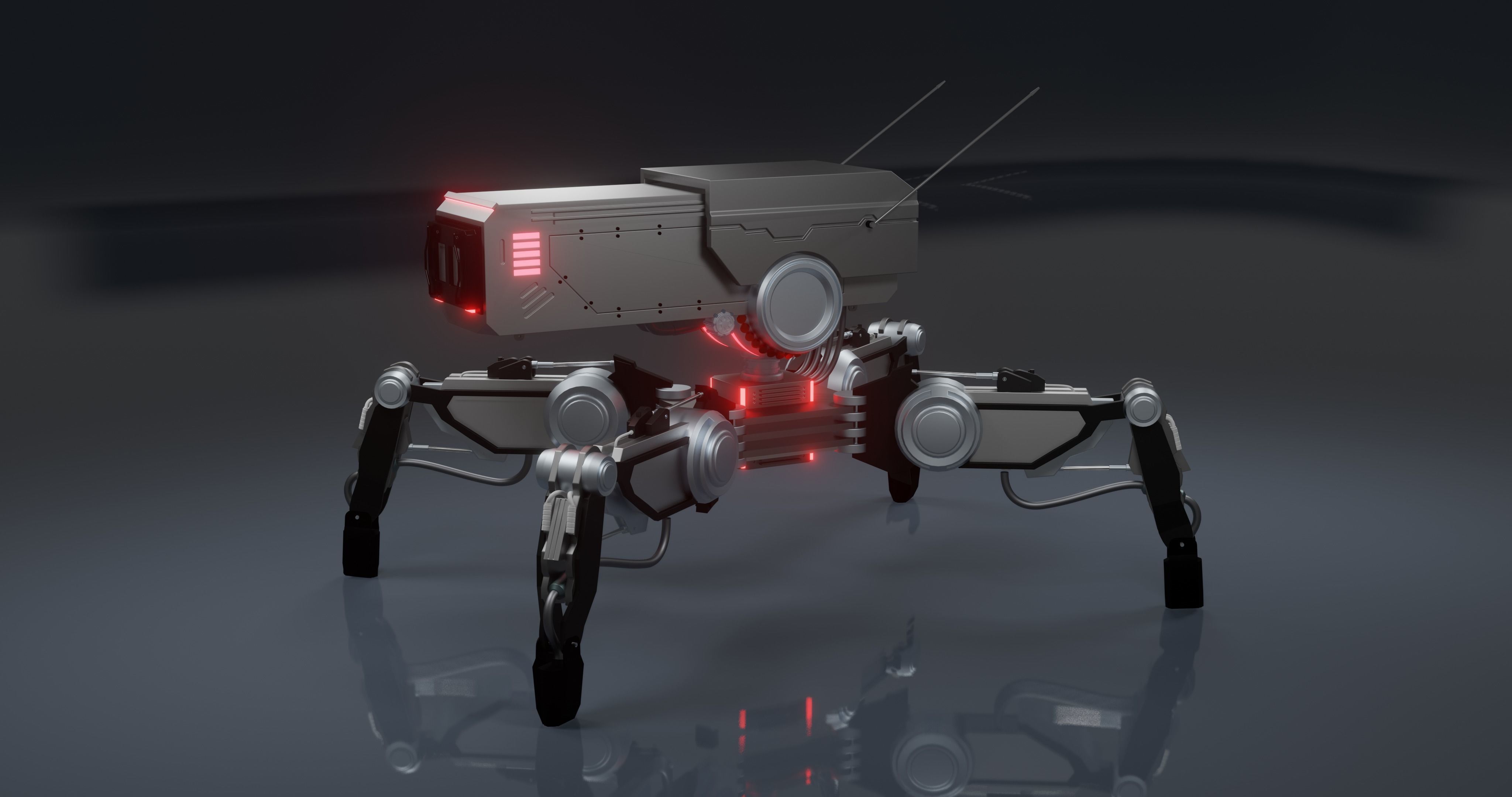 Sci-fi Spider Drone Low-poly 3D model_6