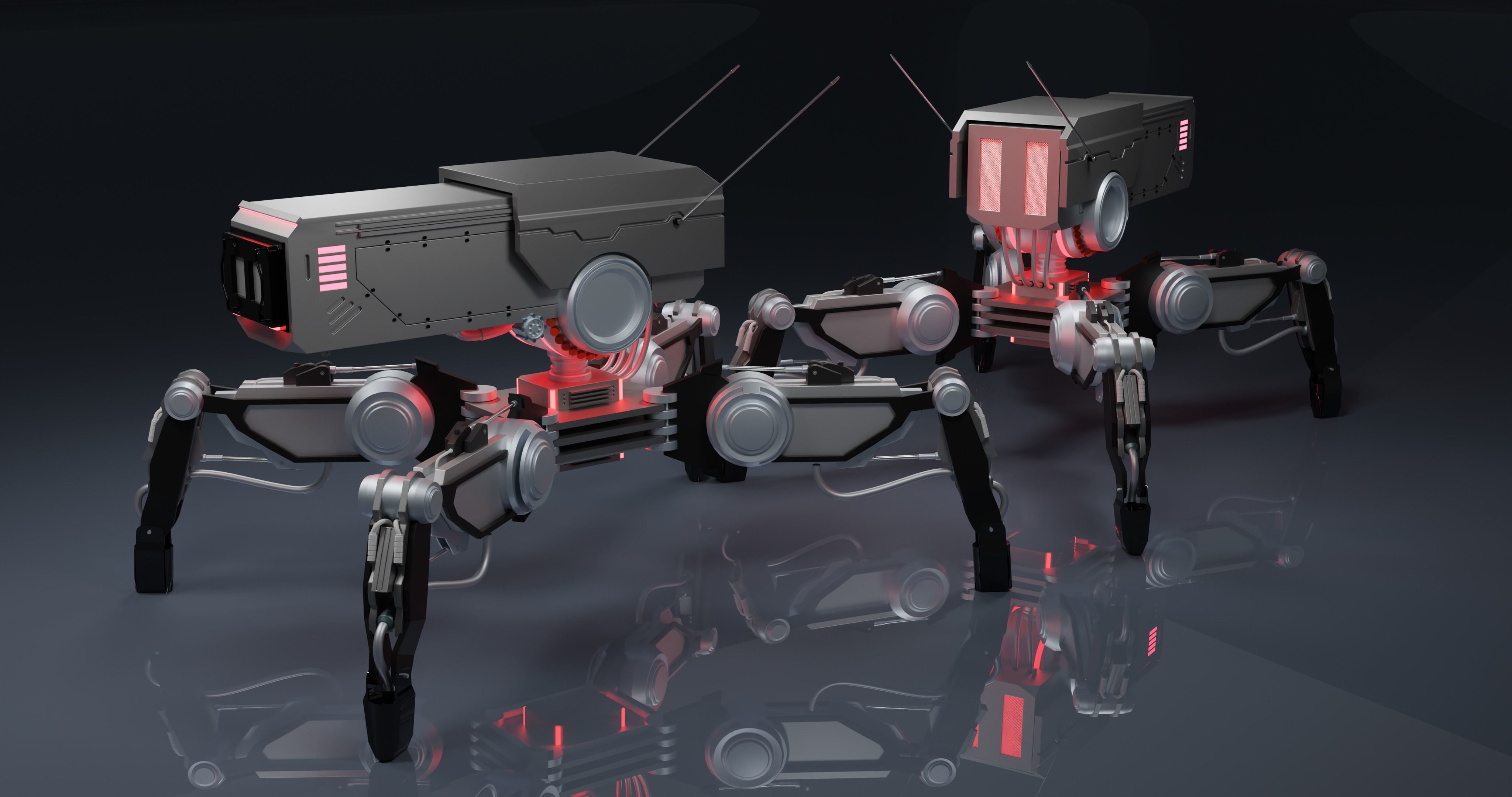 Sci-fi Spider Drone Low-poly 3D model_4