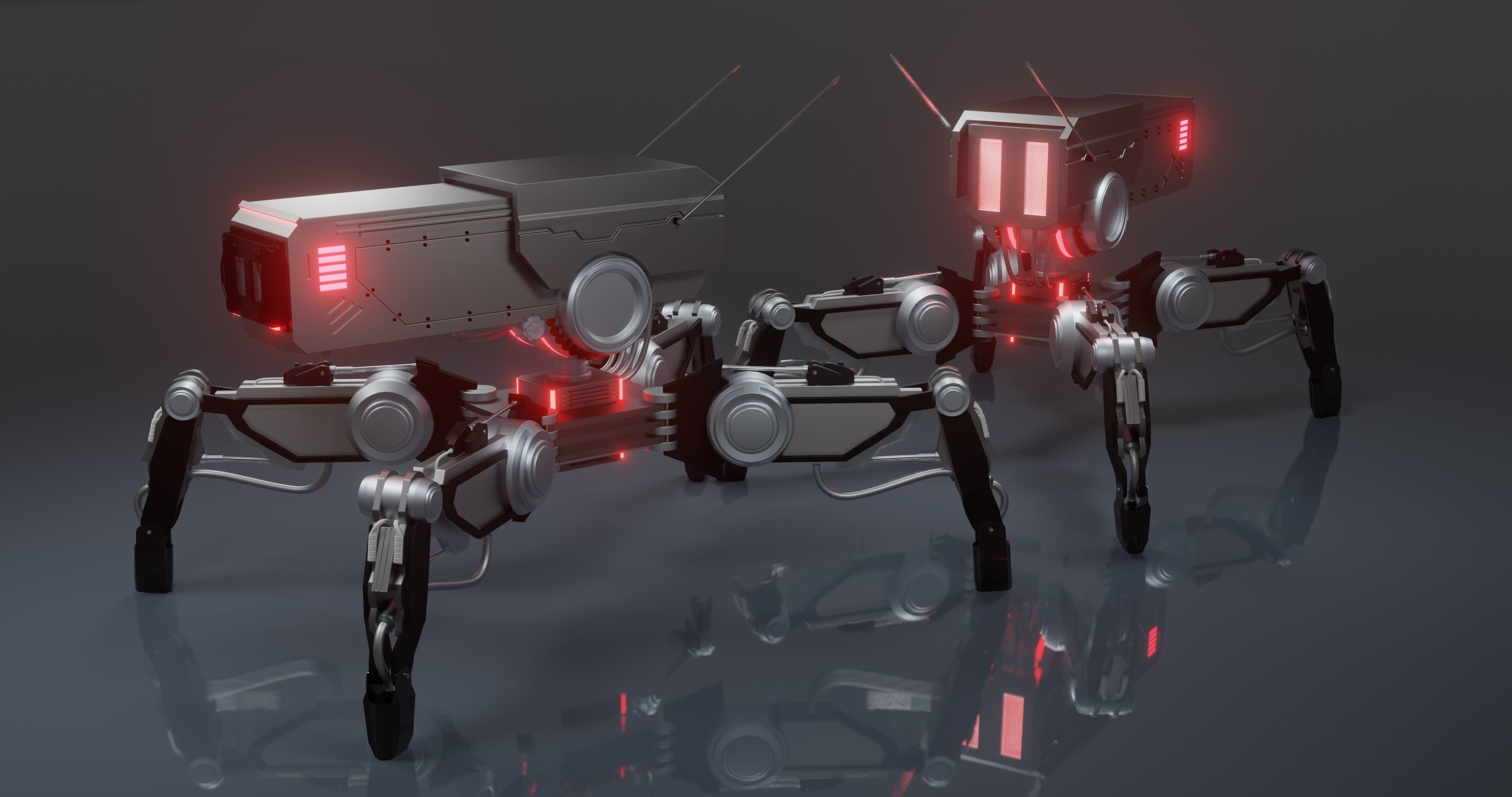 Sci-fi Spider Drone Low-poly 3D model_2