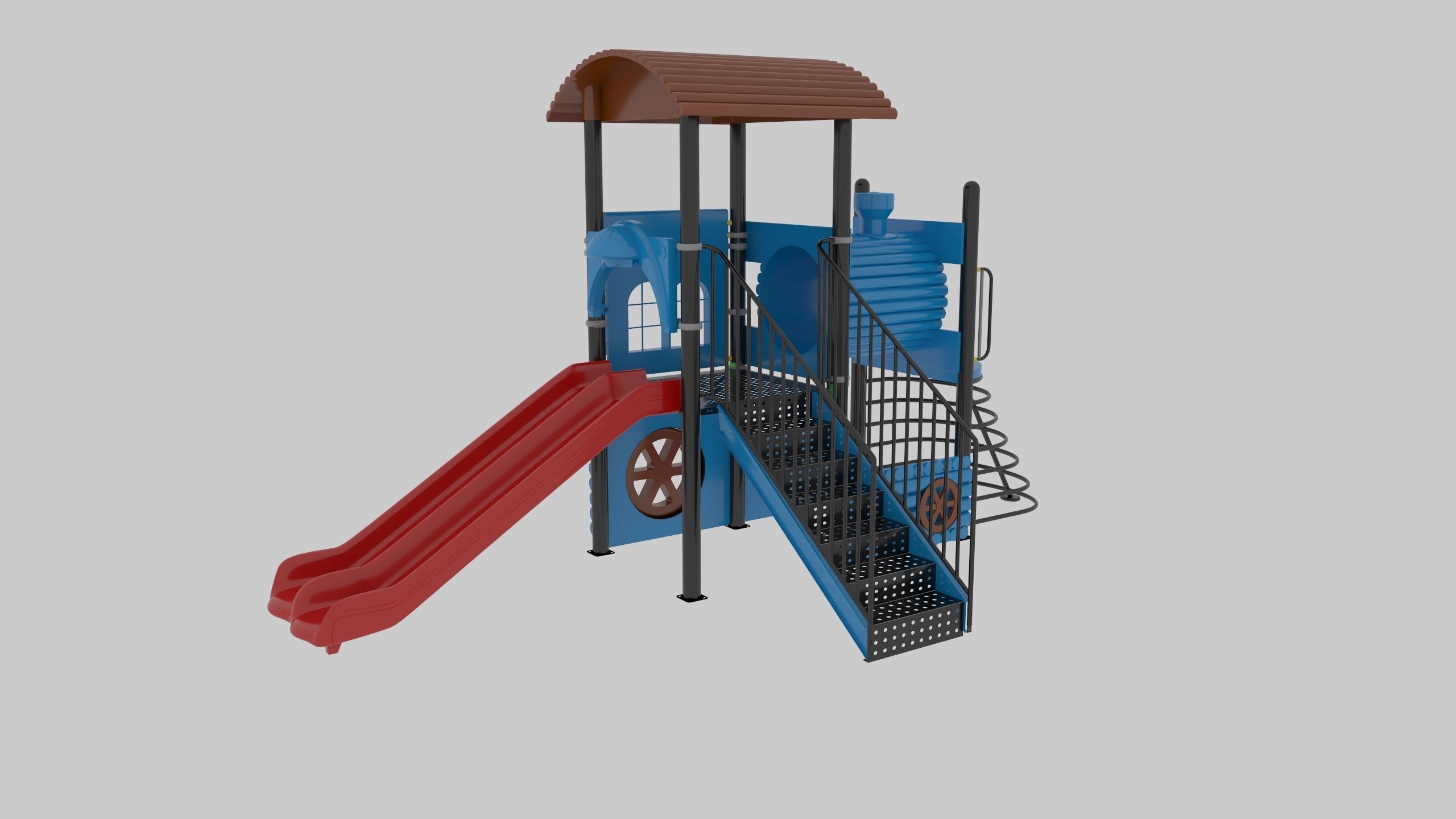 Train Style Playground 1 Low-poly 3D model_12