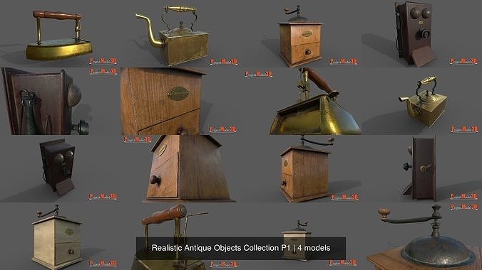 Realistic Antique Objects Collection Pack1 