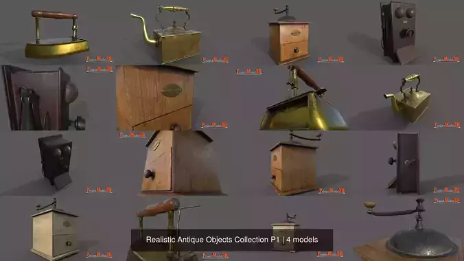 Realistic Antique Objects Collection Pack1