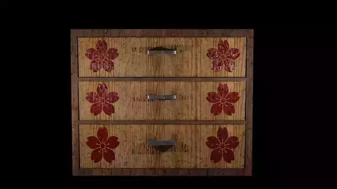 Cabinet Game Ready Low-Poly PBR 3D Model Low-poly 3D model