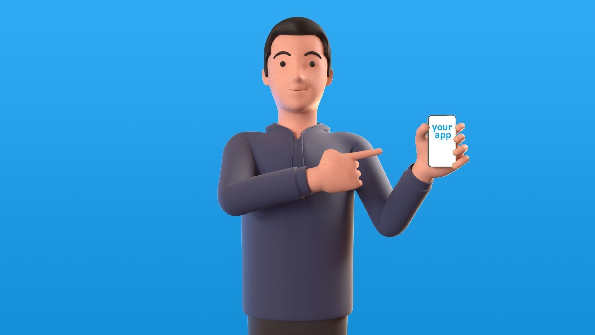 Brian 3D illustration UI Character Low-poly 3D model Low-poly 3D model_3