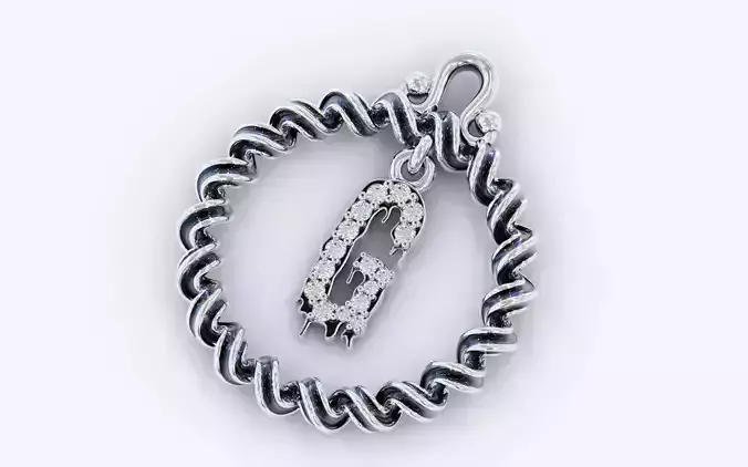Alphabet Pendant Necklace Letter G 3D print model