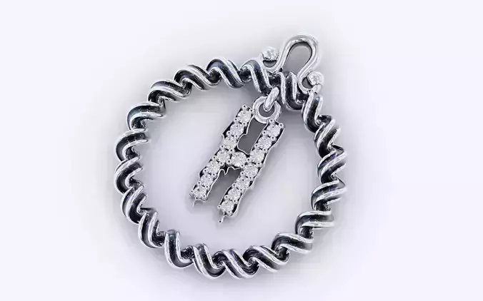 Alphabet Pendant Necklace Letter H 3D print model