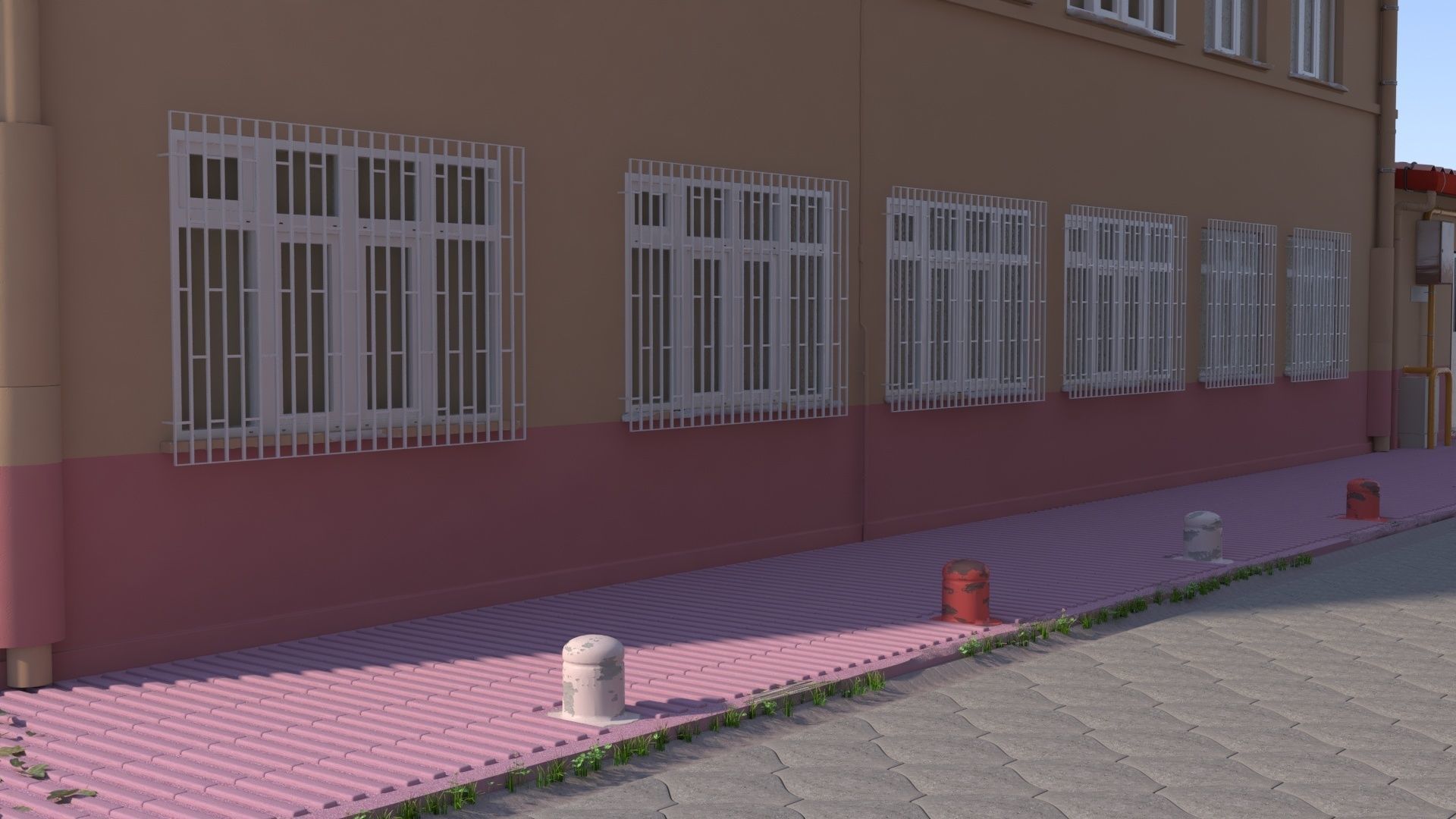 Neighborhood 3d Model street with buildings 3D model_12