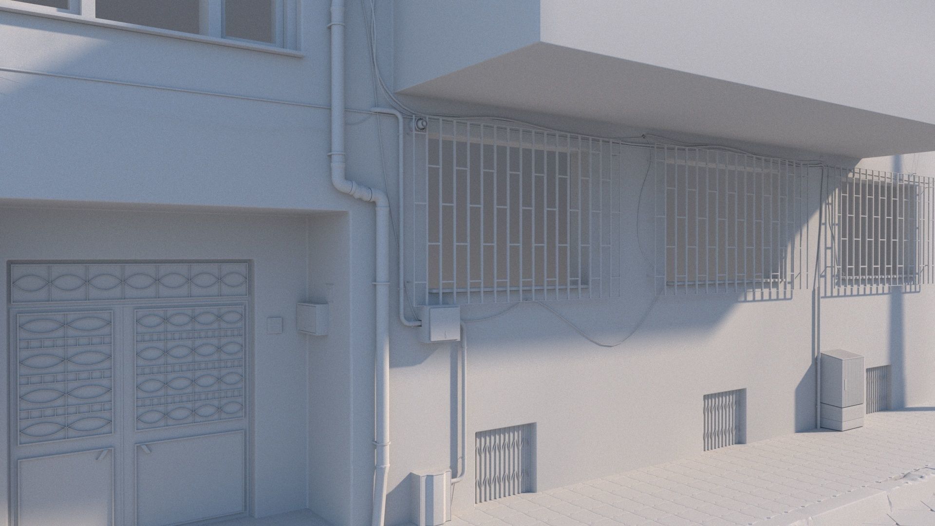 Neighborhood 3d Model street with buildings 3D model_8