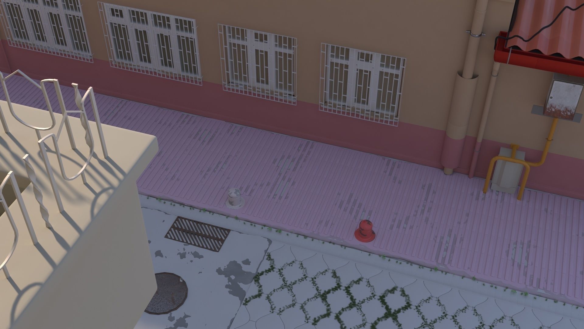 Neighborhood 3d Model street with buildings 3D model_13