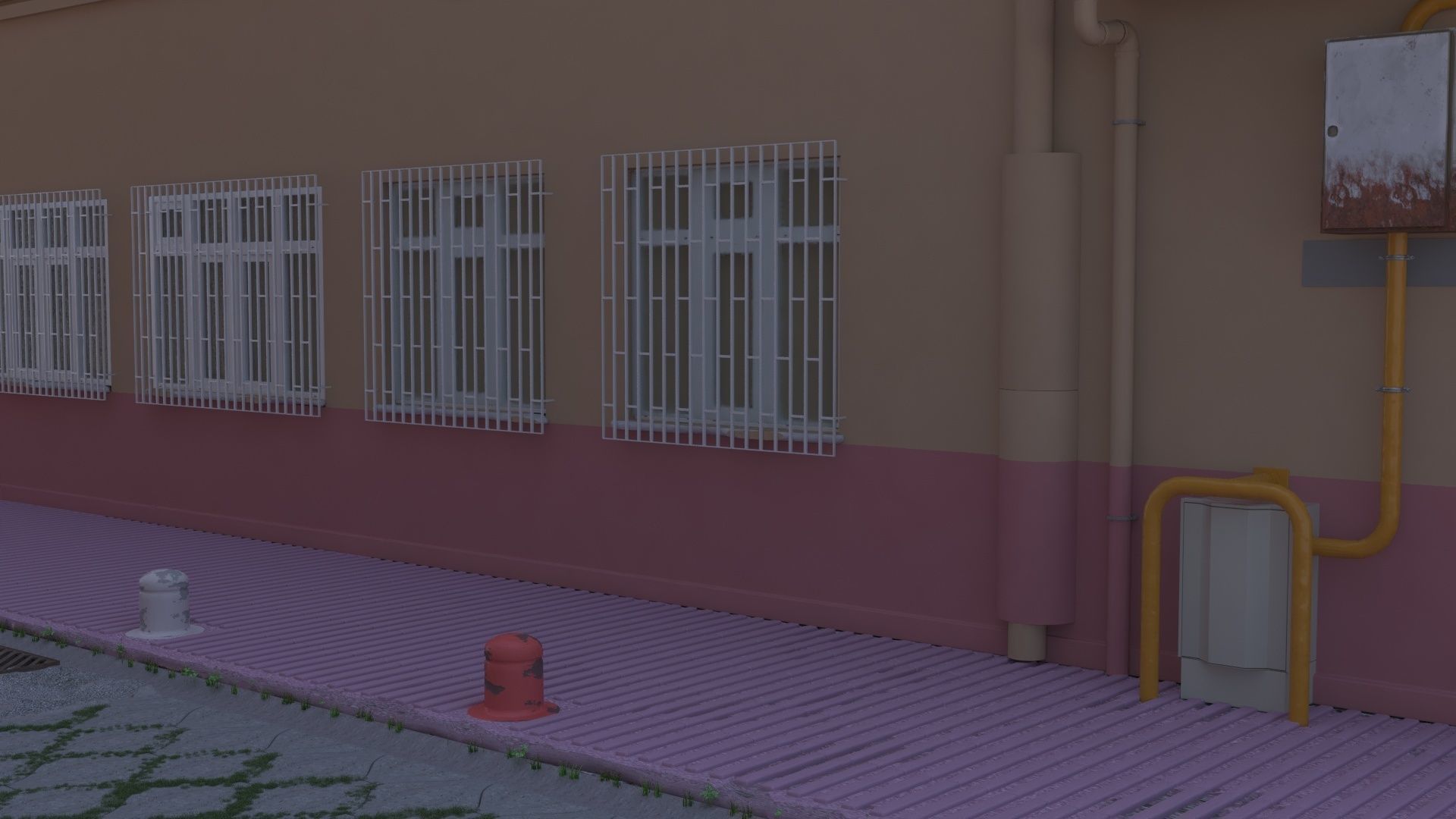 Neighborhood 3d Model street with buildings 3D model_11