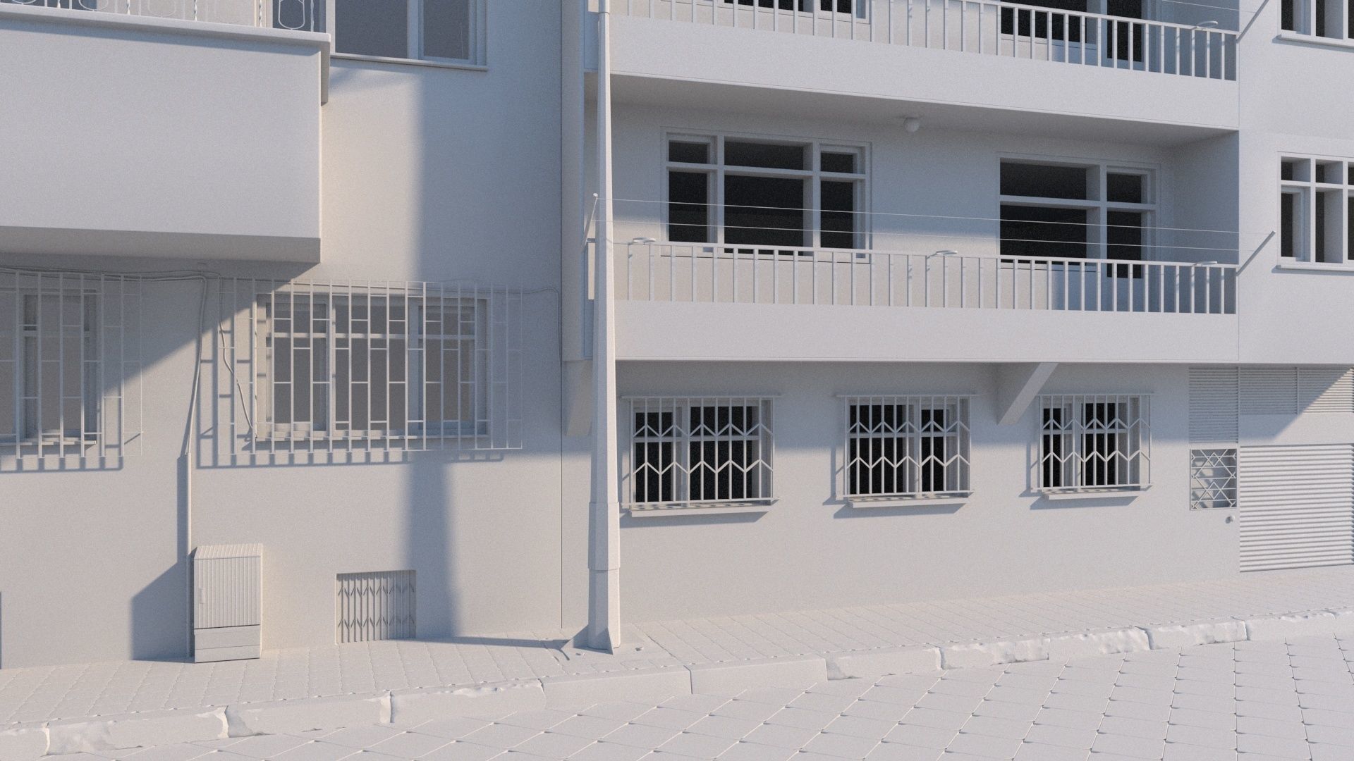 Neighborhood 3d Model street with buildings 3D model_14