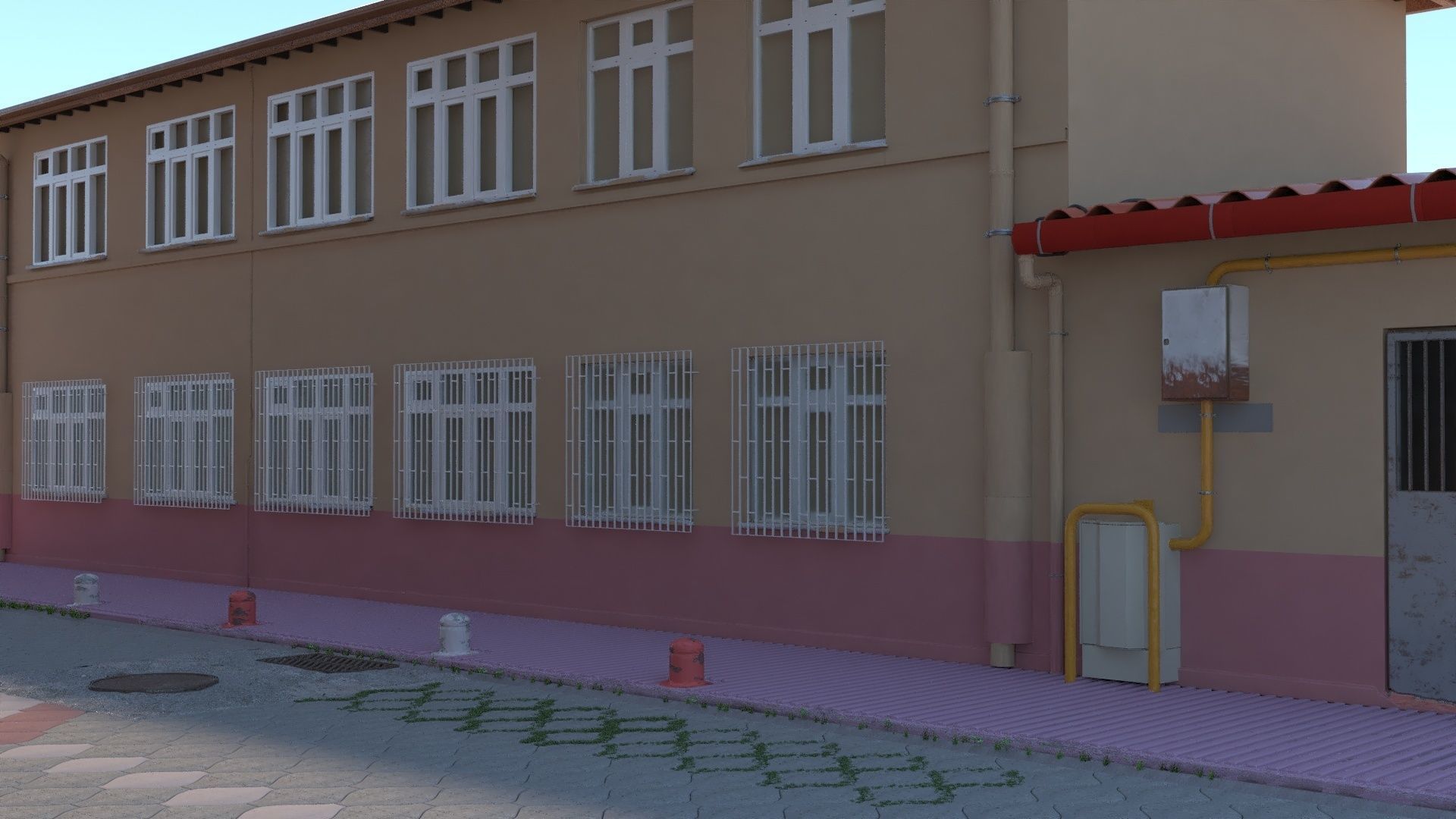 Neighborhood 3d Model street with buildings 3D model_10