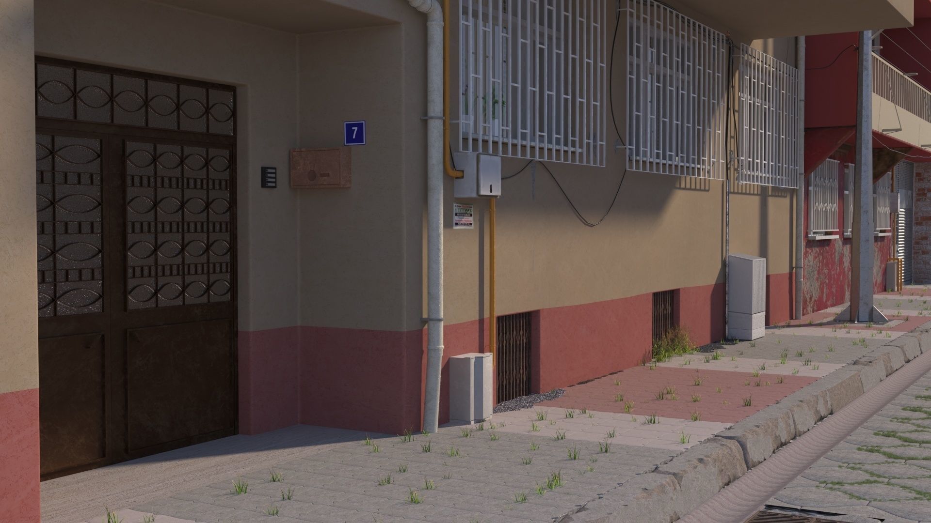 Neighborhood 3d Model street with buildings 3D model_1