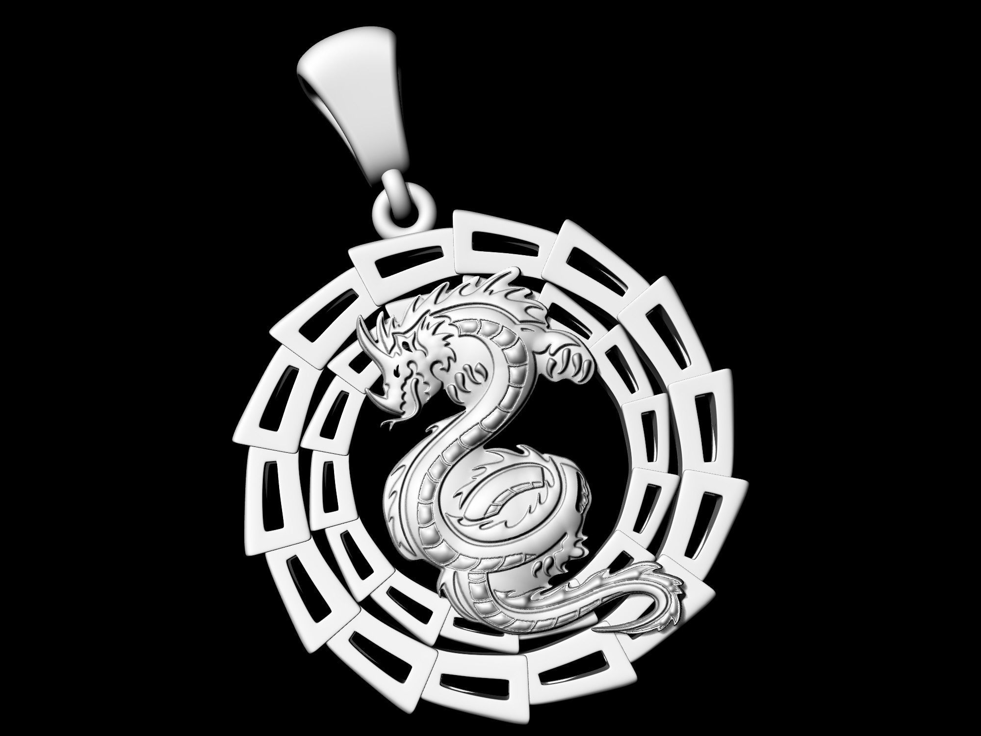 Dragon Pendant V-2 3D print model_5