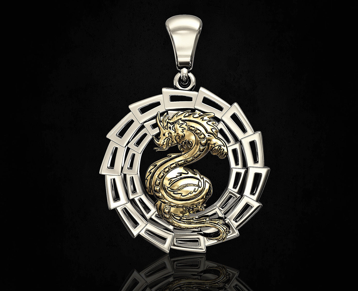 Dragon Pendant V-2 3D print model_3