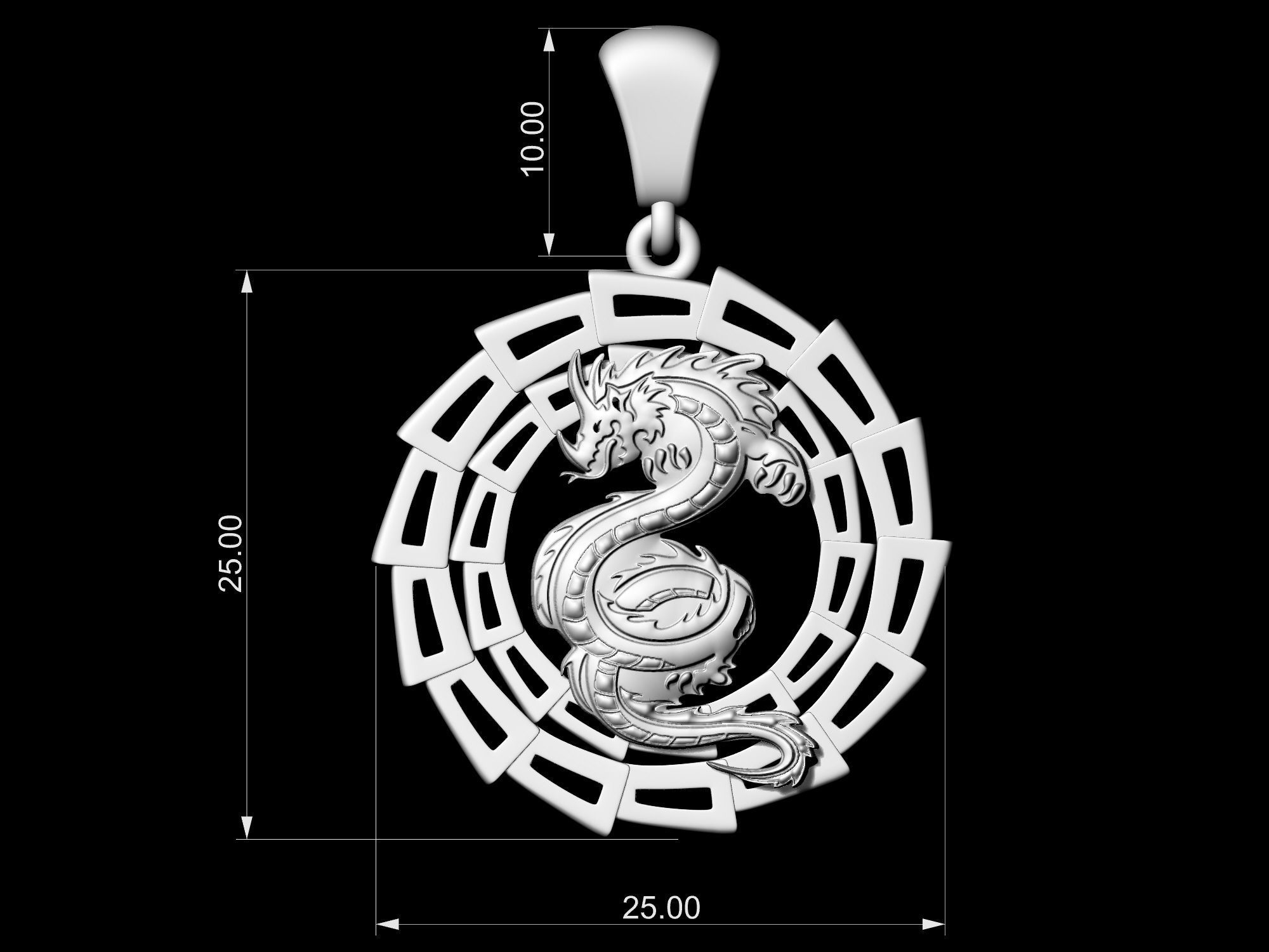Dragon Pendant V-2 3D print model_12