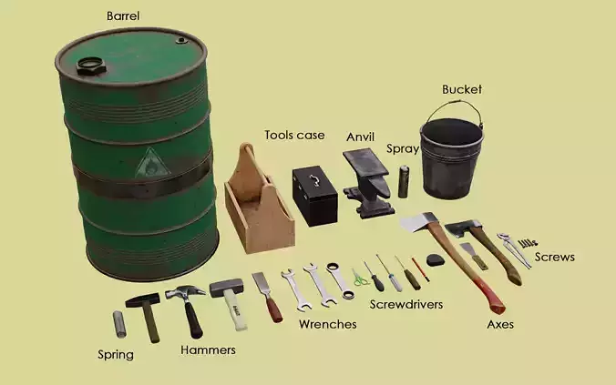 Tools Pack - 30 Textured Assets