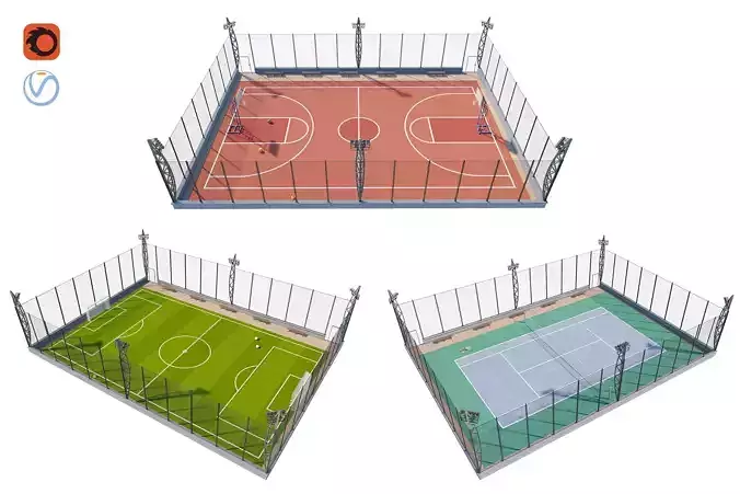 stadium-tennis football Basketball 3D model