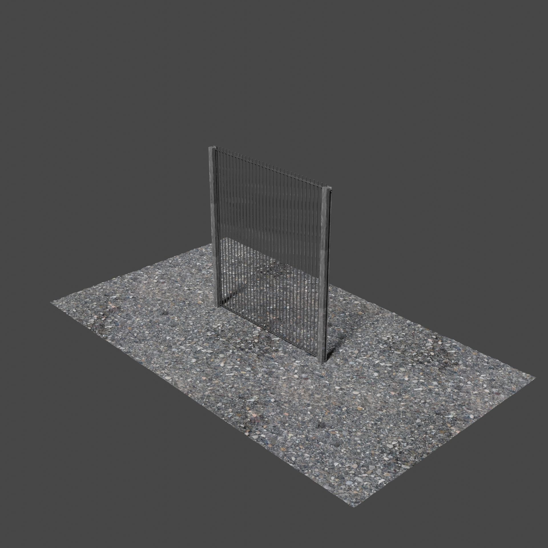 Metal Fence Low-poly 3D model_2