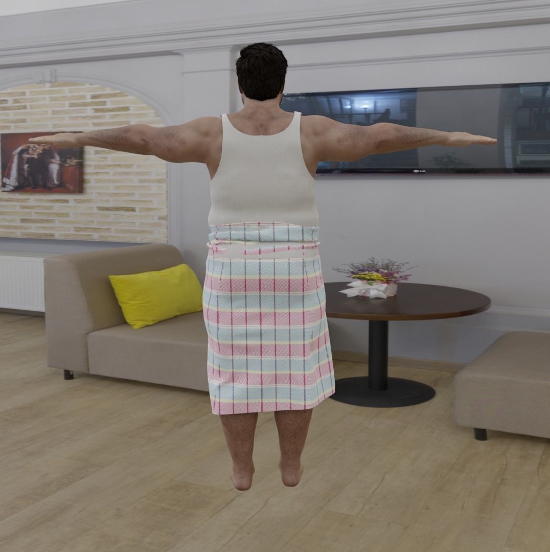 Man in Lungi 3D model_1