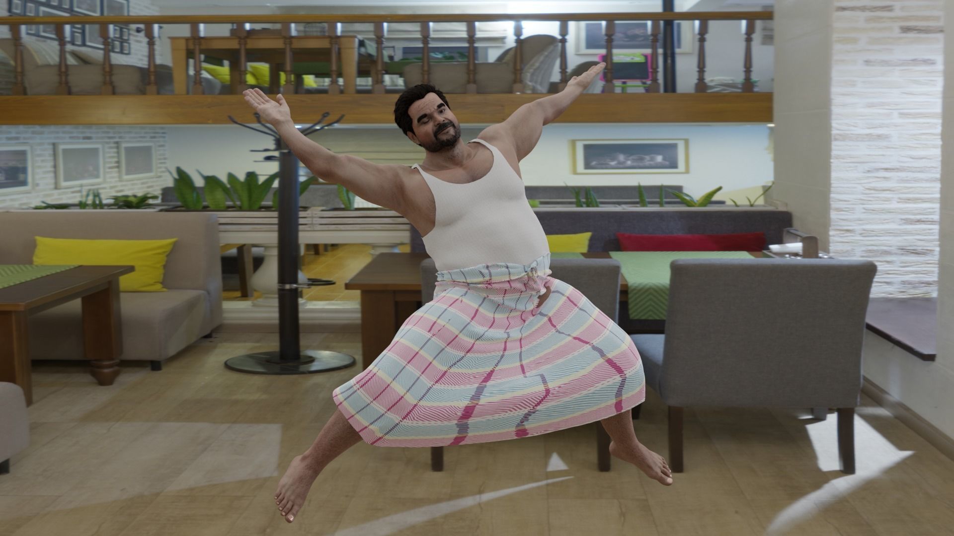 Man in Lungi 3D model_11