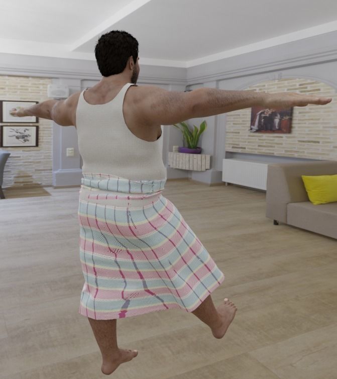 Man in Lungi 3D model_2