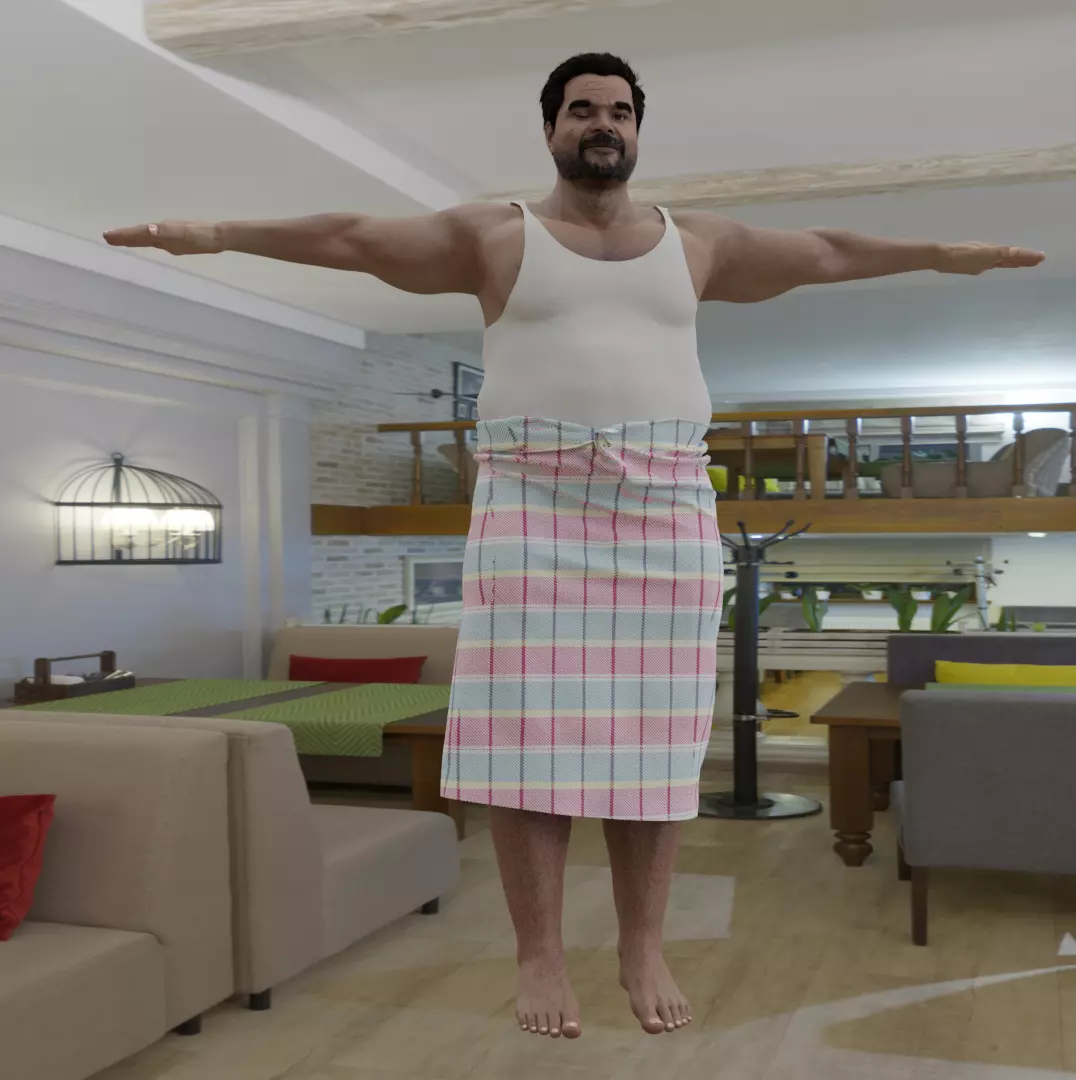 Man in Lungi 3D model_0
