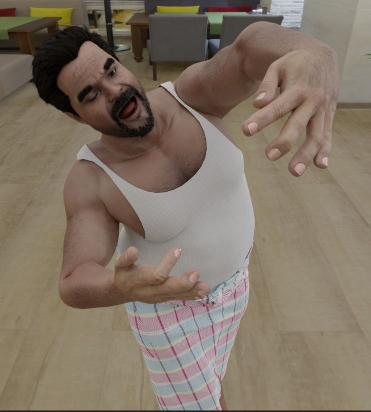 Man in Lungi 3D model_3