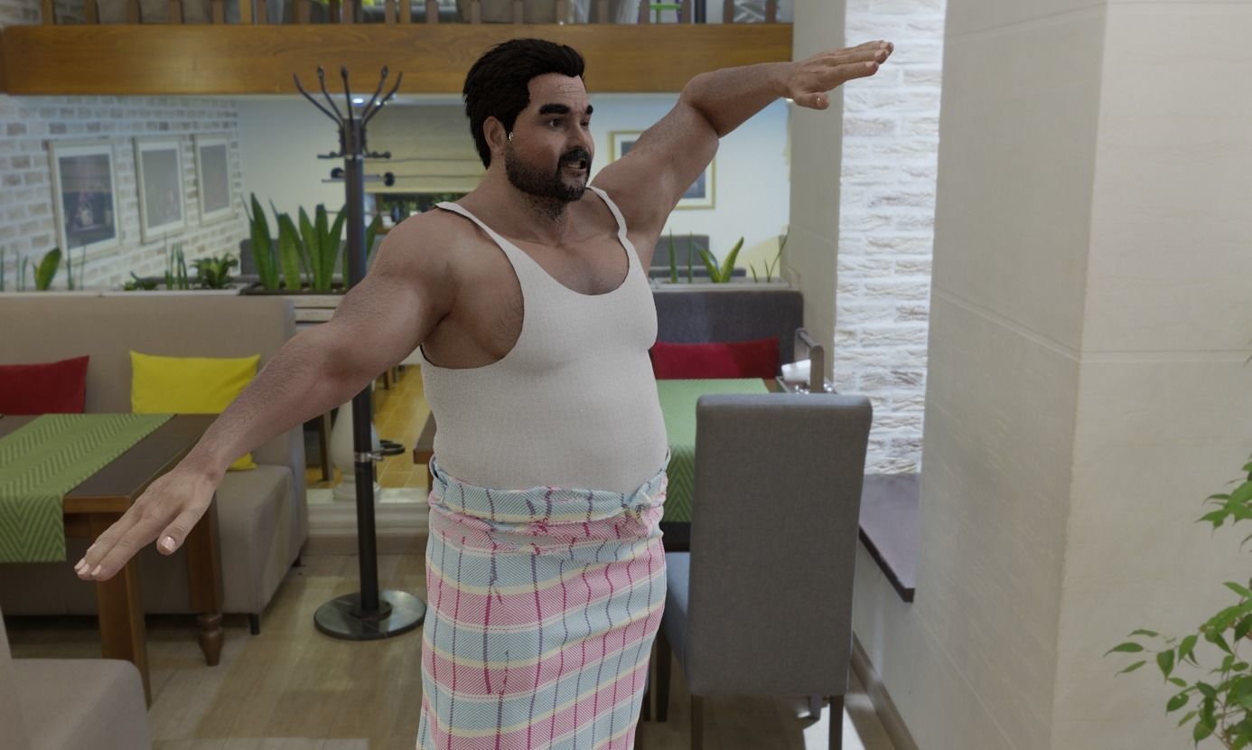 Man in Lungi 3D model_5