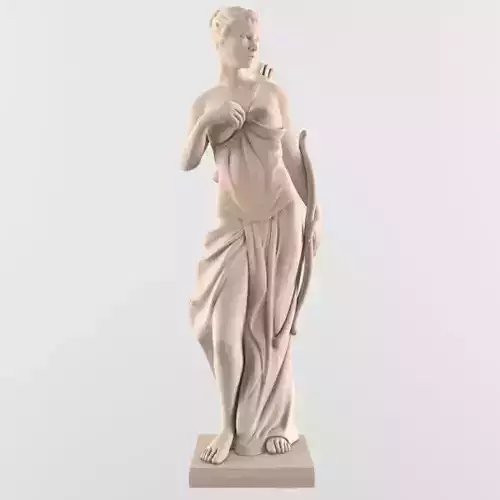 Sculpture 3D print model stl statue of woman holding bow and arrow