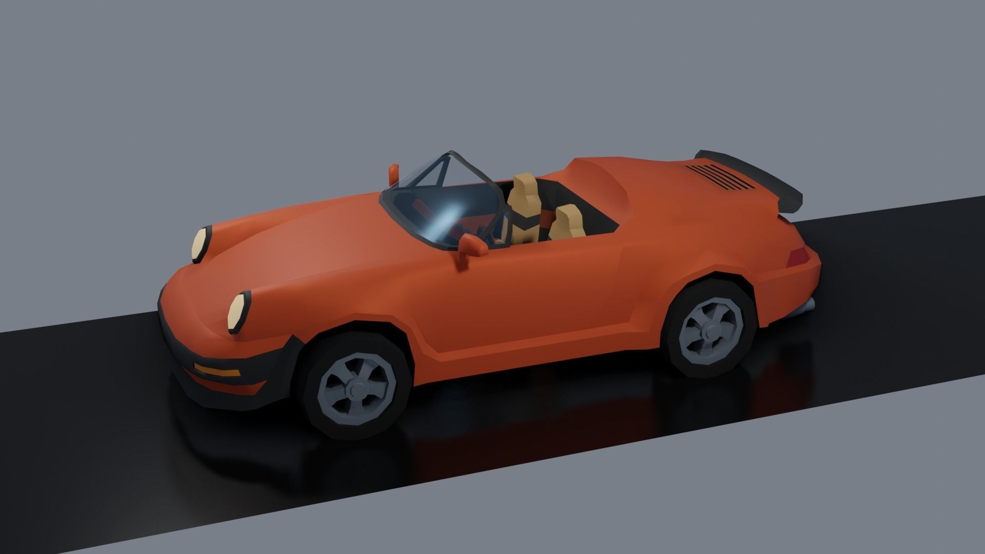 Classical Low-poly sport car convertible Low-poly 3D model_7
