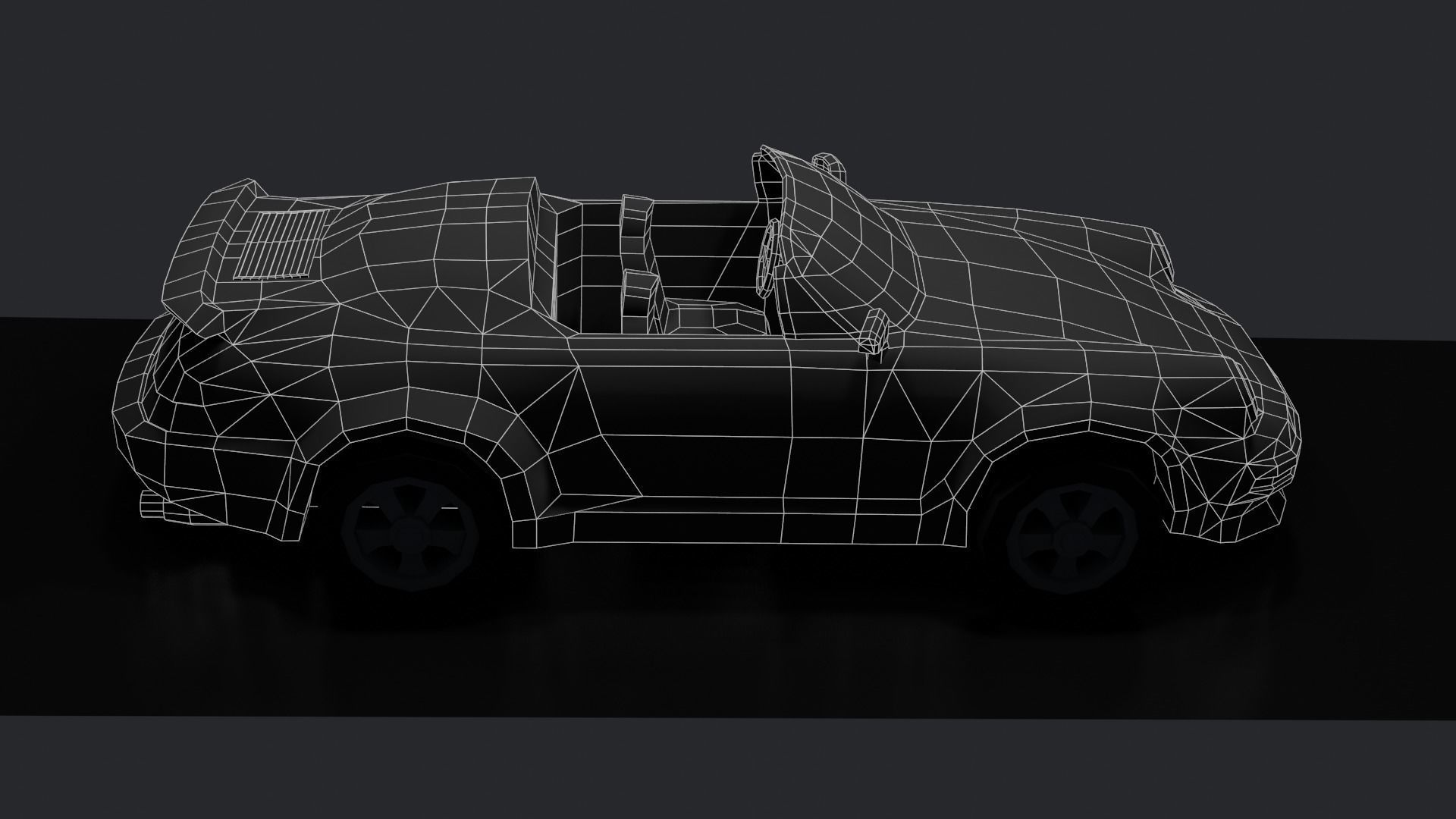 Classical Low-poly sport car convertible Low-poly 3D model_9