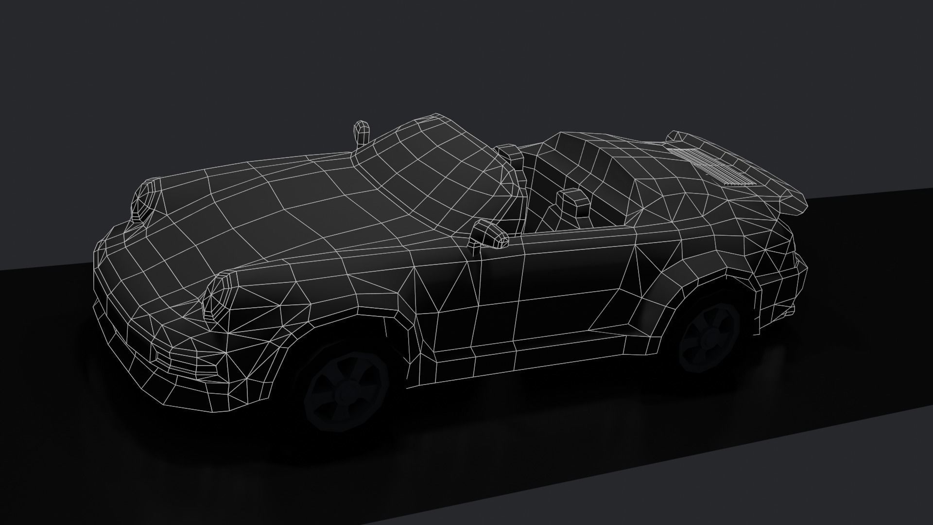 Classical Low-poly sport car convertible Low-poly 3D model_12