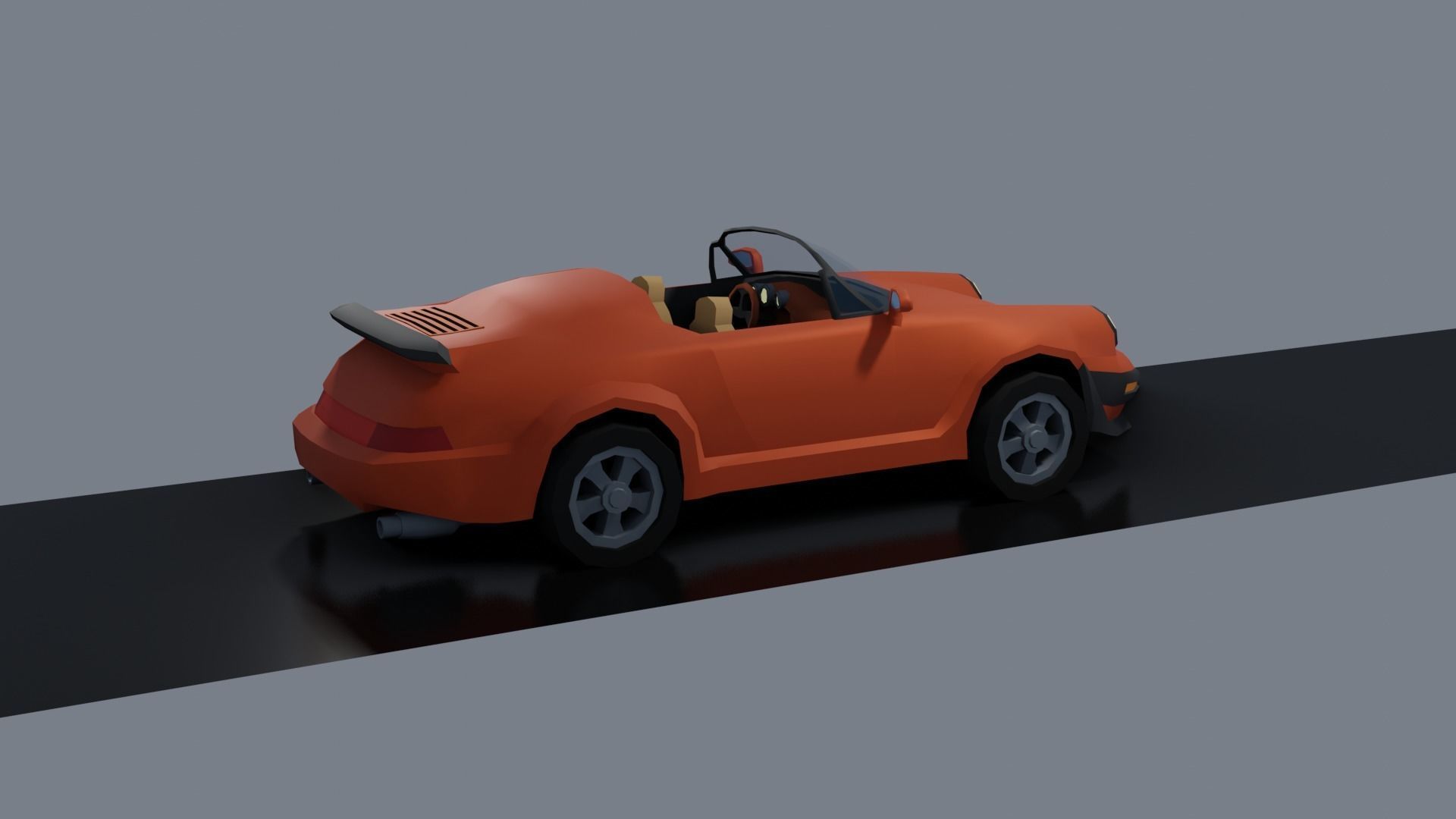 Classical Low-poly sport car convertible Low-poly 3D model_1