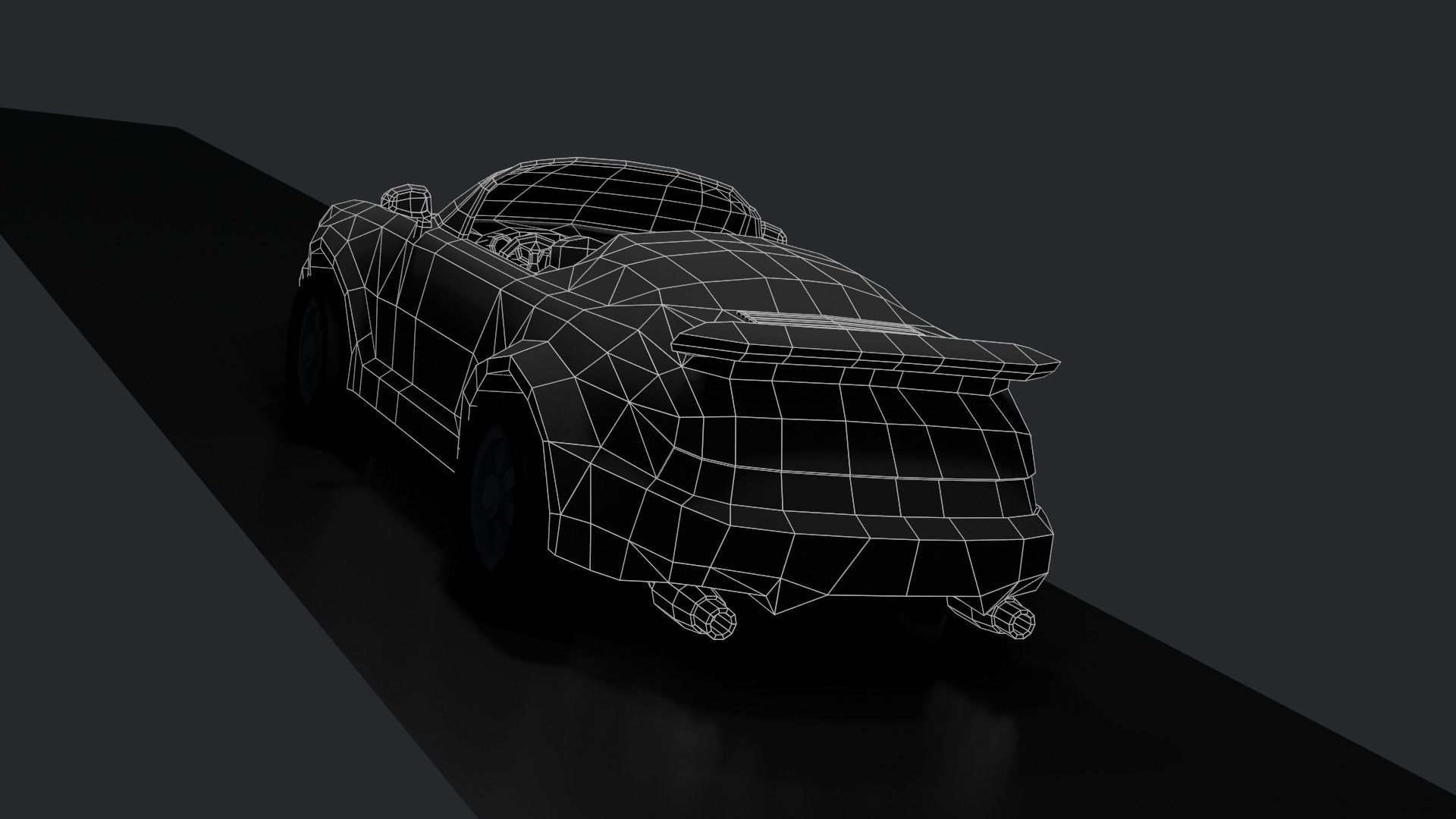 Classical Low-poly sport car convertible Low-poly 3D model_8