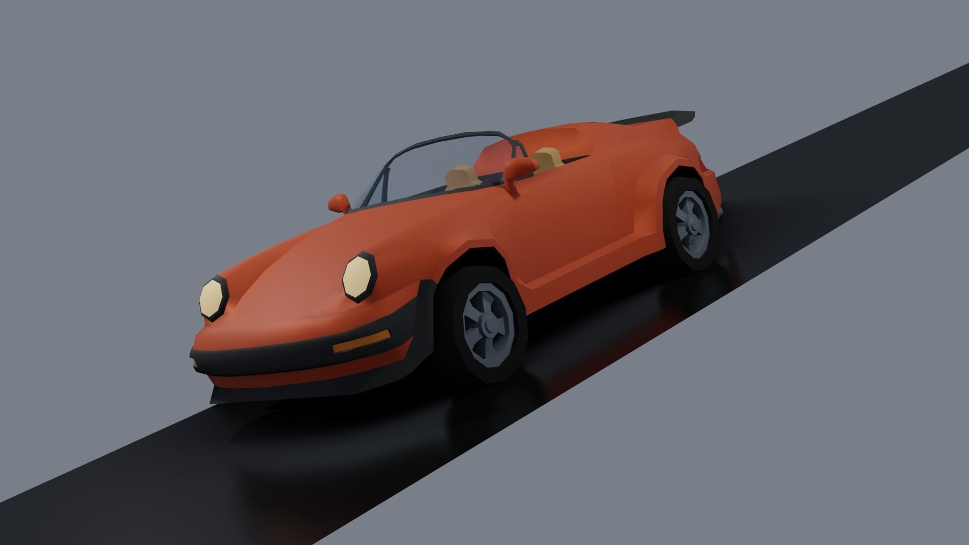 Classical Low-poly sport car convertible Low-poly 3D model_4