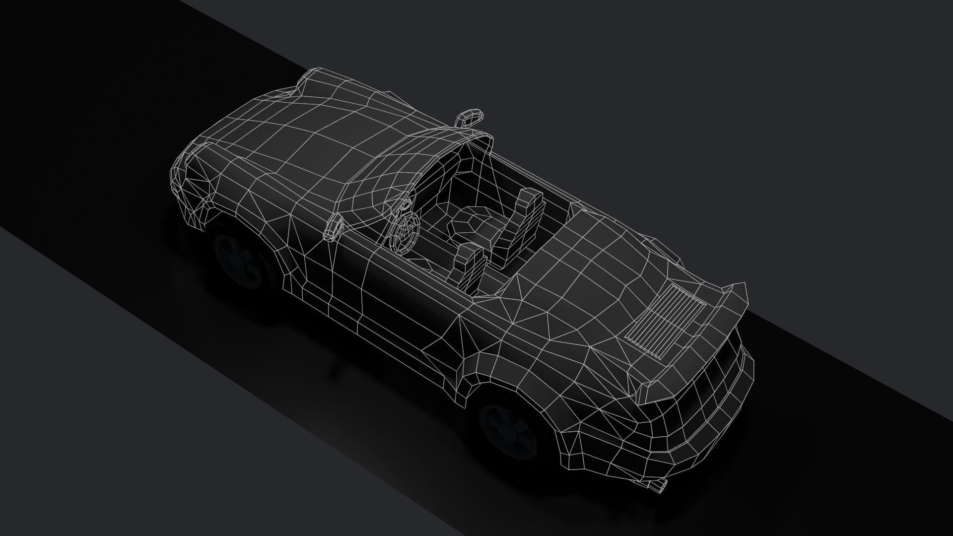 Classical Low-poly sport car convertible Low-poly 3D model_10