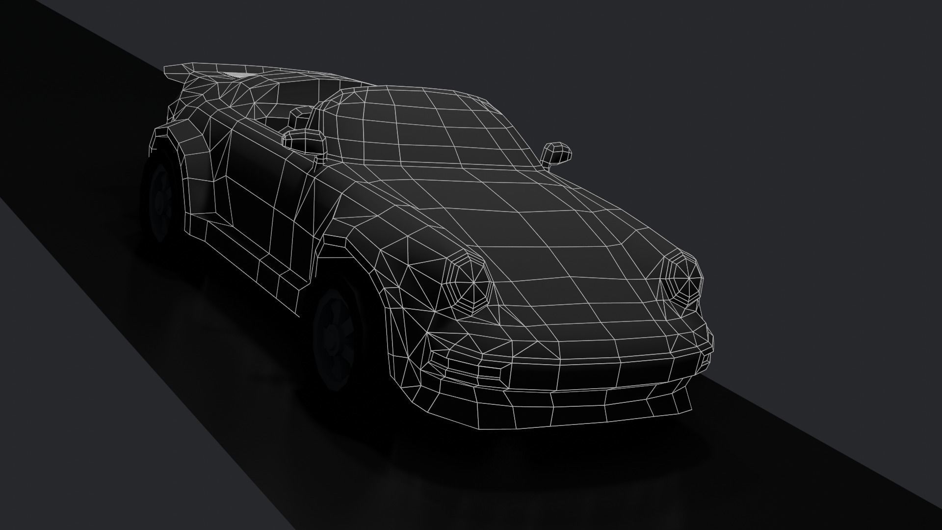 Classical Low-poly sport car convertible Low-poly 3D model_11