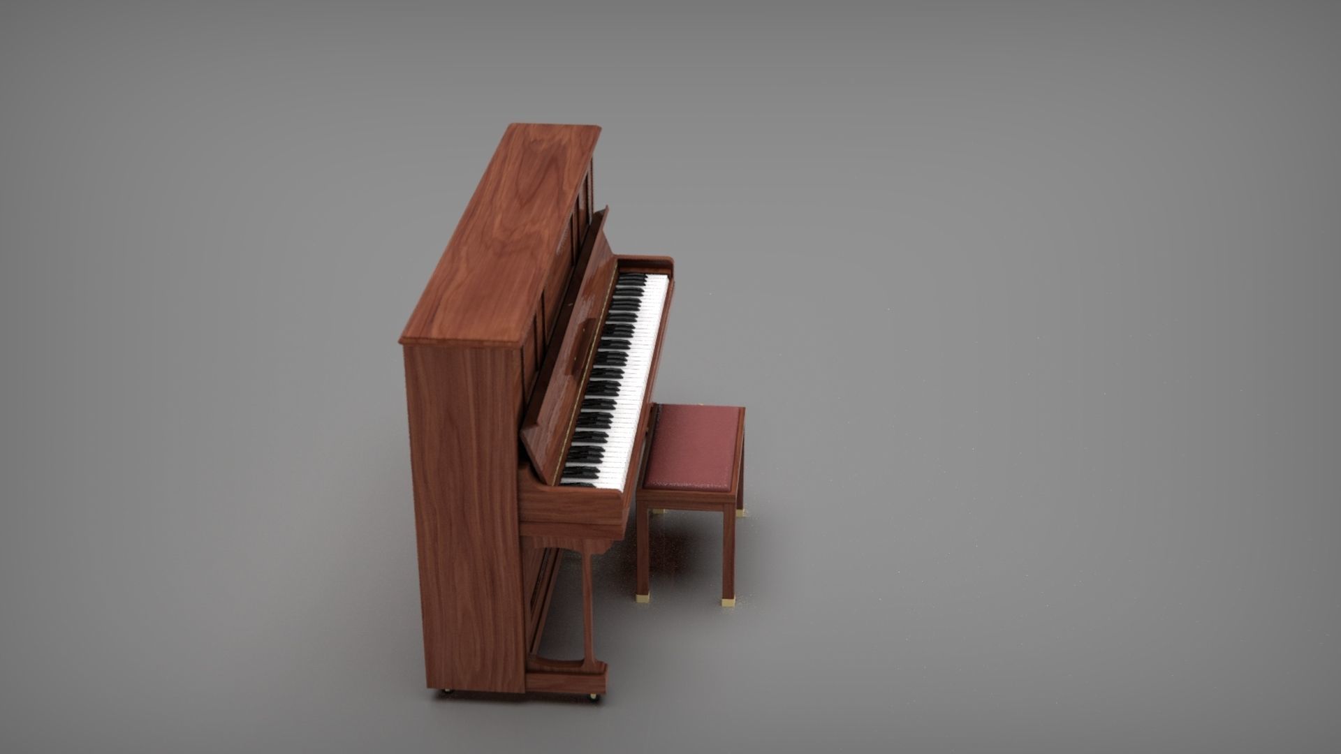 Upright Piano Low-poly 3D model_16