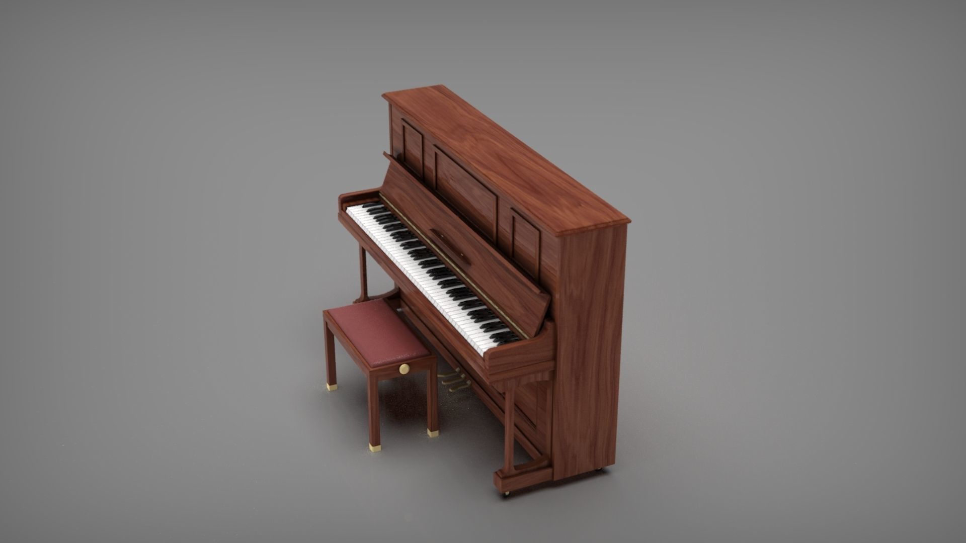 Upright Piano Low-poly 3D model_18
