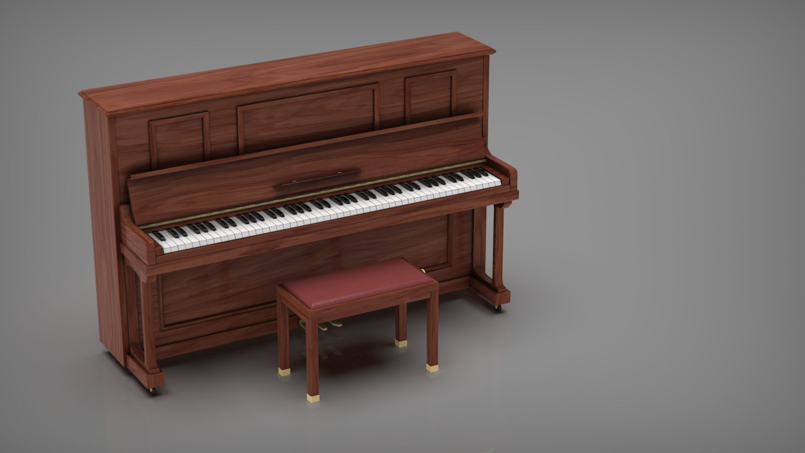 Upright Piano Low-poly 3D model_3