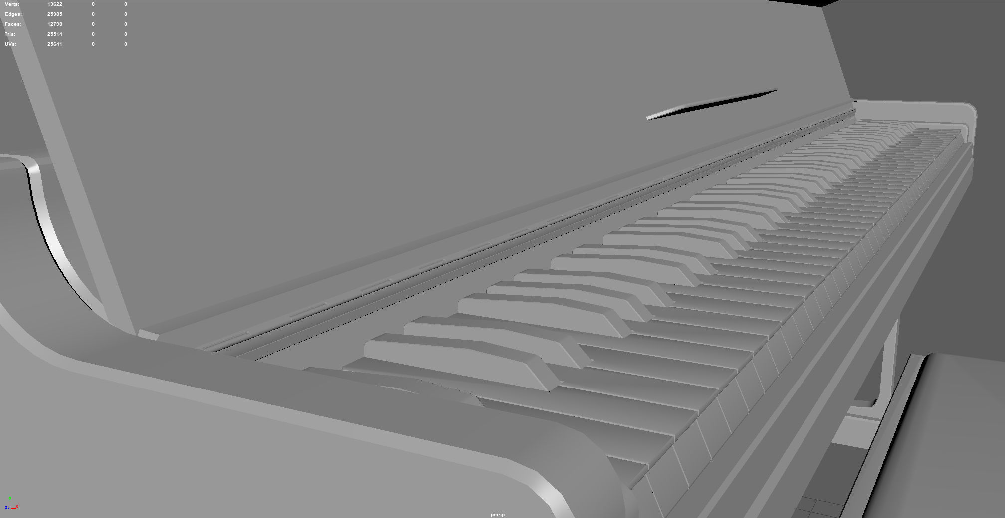 Upright Piano Low-poly 3D model_14
