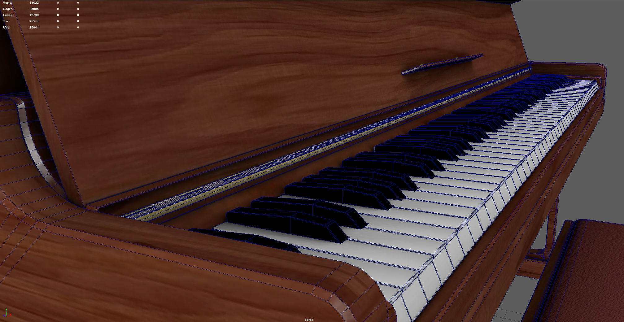 Upright Piano Low-poly 3D model_12