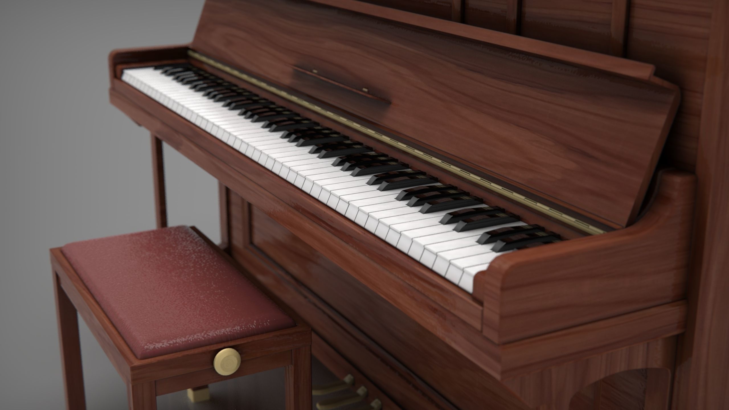 Upright Piano Low-poly 3D model_4