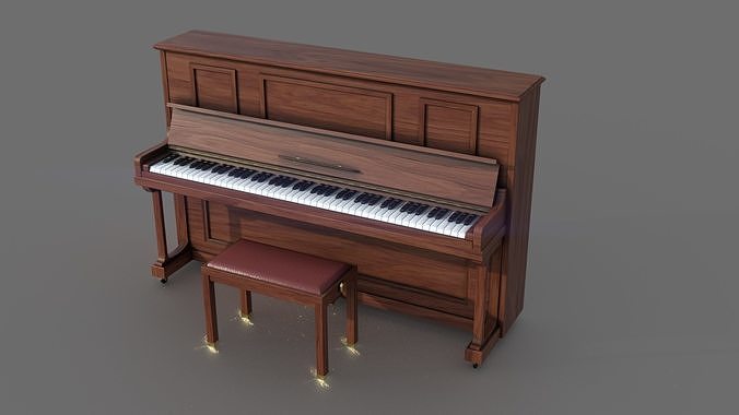 Upright Piano Low-poly 3D model