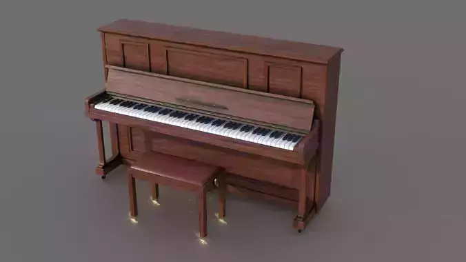 Upright Piano Low-poly 3D model