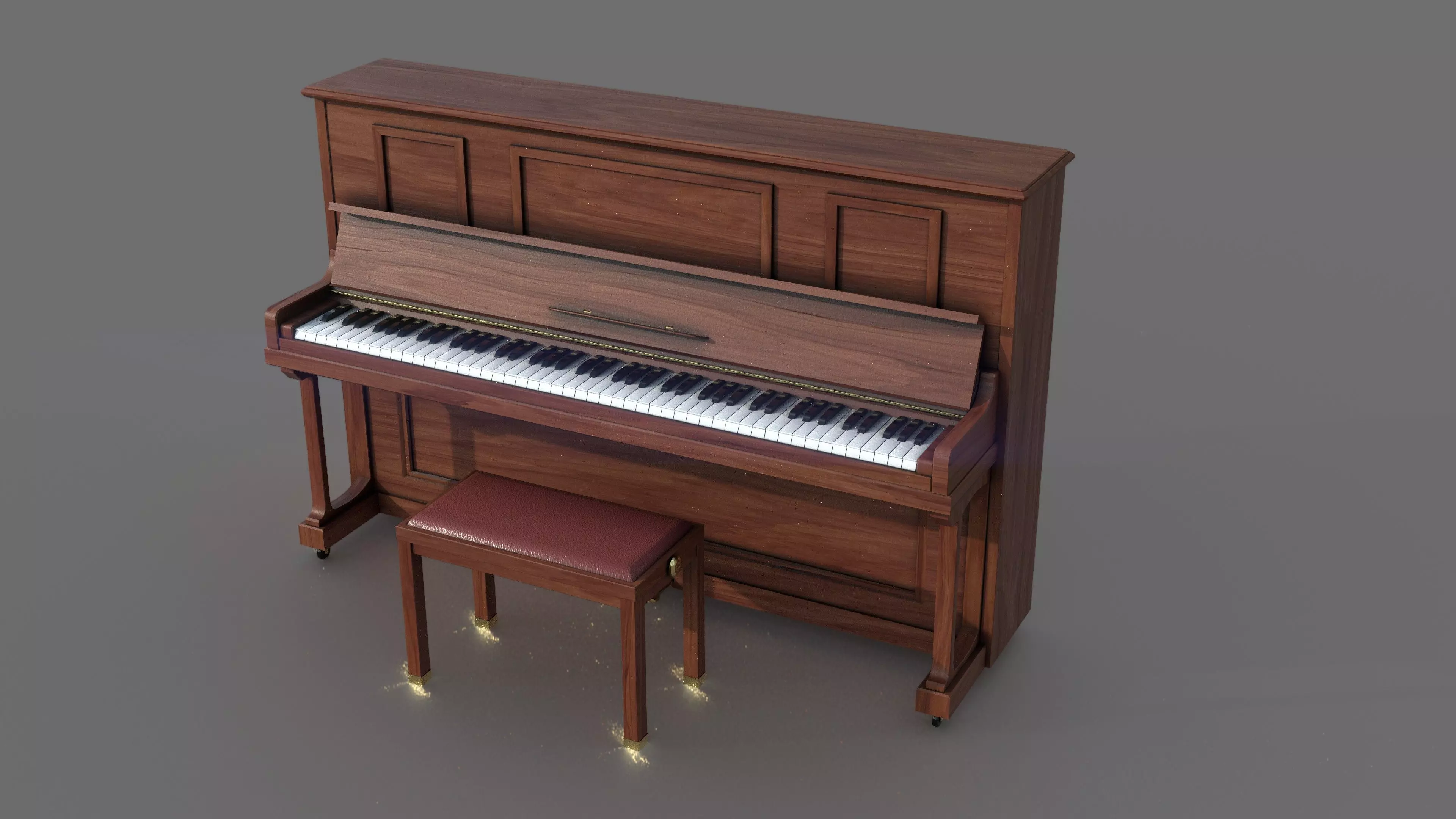 Upright Piano Low-poly 3D model_0