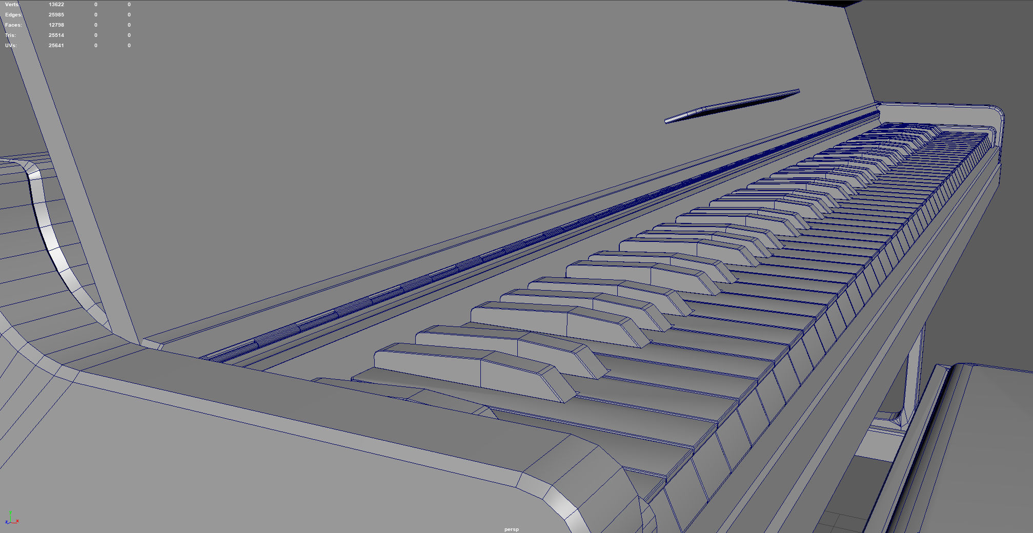 Upright Piano Low-poly 3D model_13