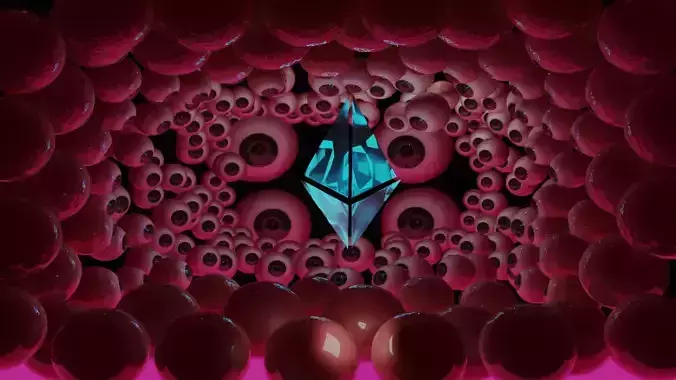 eyess ethereal crystal in middle of background